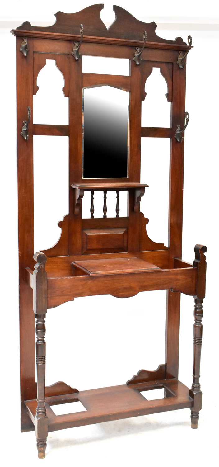 Lot 34 - An Edwardian mahogany hall stand with central...