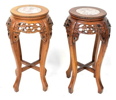 Lot 195 - A pair of Chinese carved hardwood jardinier...