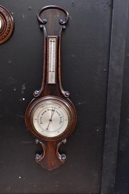 Lot 88 - An early 20th century oak banjo barometer, the...