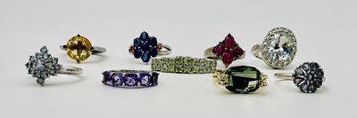 Lot 477 - A collection of silver dress rings, comprising...