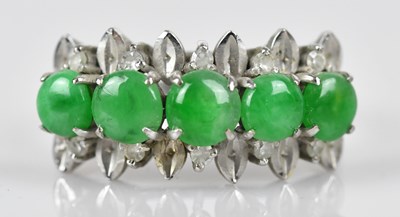 Lot 432 - A Chinese white metal jade and diamond...