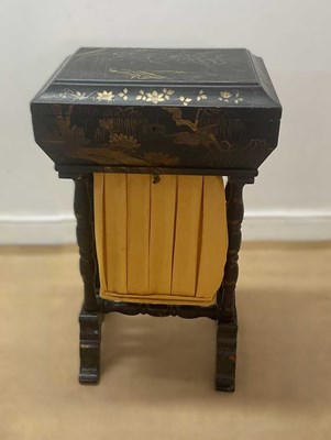 Lot 3 - A late 19th century Chinese lacquered sewing...