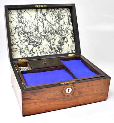 Lot 291 - A Victorian walnut sewing/work box with mother-...
