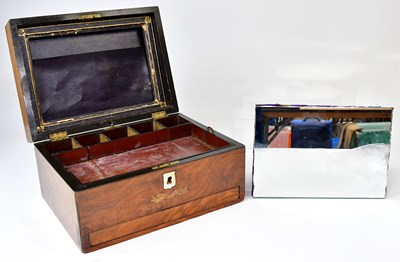 Lot 290 - A Victorian walnut work box with mirror to the...