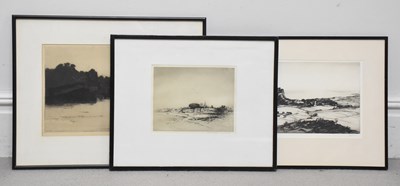 Lot 1764 - BERNARD EYRE; etching, lake scene, signed in...