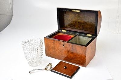 Lot 292 - A Victorian walnut dome toppped tea caddy with...