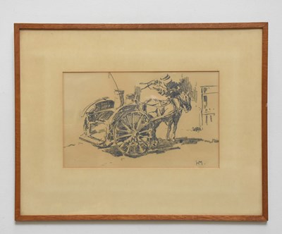 Lot 1691 - ENGLISH SCHOOL; crayon, study of a horse and...