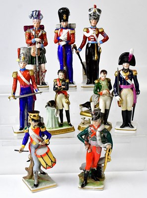 Lot 115 - CAPODIMONTE; nine figures of soldiers,...