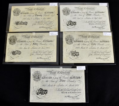 Lot 544 - THE BANK OF ENGLAND; five Bernhard forgery...