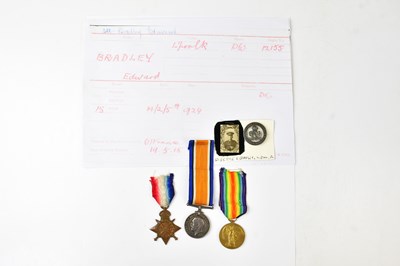 Lot 663 - A WWI trio for 12155 Pte. E. Bradley. L'Pool R....