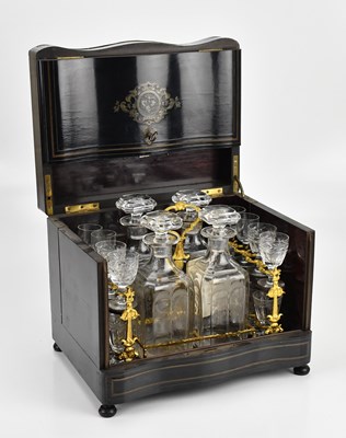 Lot 319 - A 19th century etched glass decanter set,...