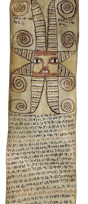 Lot 1065 - An Ethiopian kitab magic scroll, 170 x 9cm.