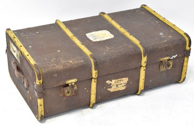 Lot 546 - A vintage wooden bound steamer suitcase, with...