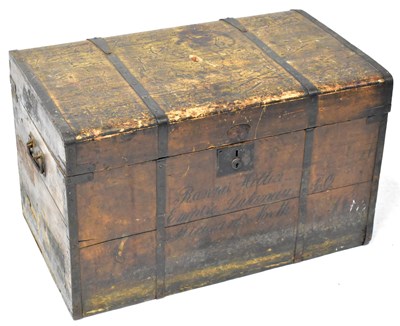 Lot 547 - A vintage wooden bound steamer travel trunk...