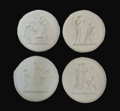 Lot 223 - ROYAL COPENHAGEN; set of four bisque porcelain...