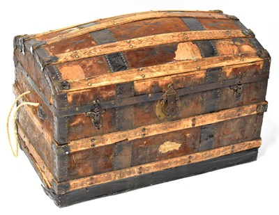 Lot 543 - A vintage wooden and leather-covered...