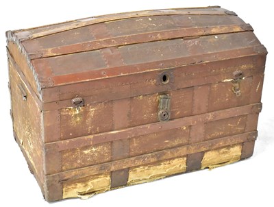 Lot 541 - A vintage canvas -covered wooden bound...