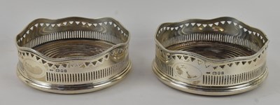 Lot 1216 - A pair of Victorian hallmarked silver circular...