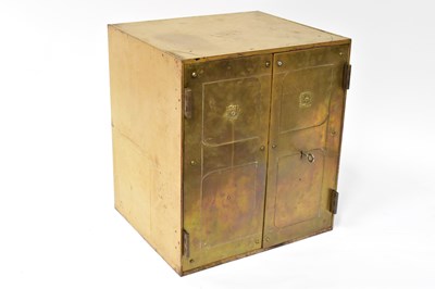 Lot 180 - A brass and gilt wood tabernacle safe, the two...