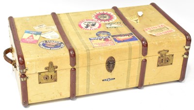 Lot 544 - A vintage wooden bound canvas-covered steamer...