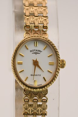 Lot 1795 - ROTARY; a 9ct yellow gold cased lady's quartz...