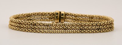 Lot 1543 - A 9ct yellow gold flat link bracelet, length...
