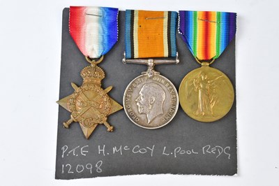 Lot 665 - A WWI trio for 12098 Pte. H. McCoy L'Pool R.,...