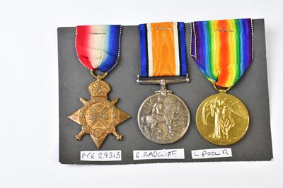 Lot 668 - A WWI trio for 29313 Pte. S. Radcliffe. L'Pool...