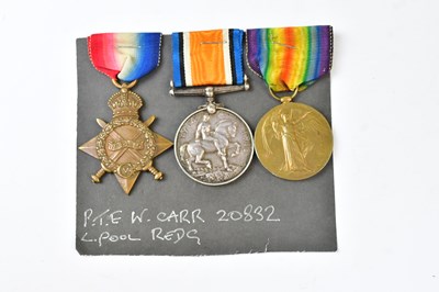 Lot 666 - A WWI trio for 20832 Pte. W. Carr. L'Pool R.,...