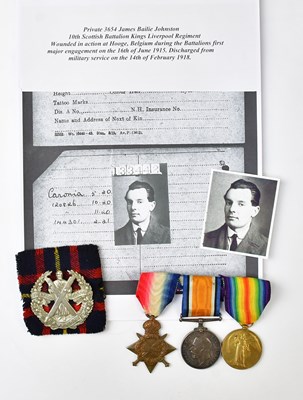 Lot 667 - A WWI trio for 3654 Pte. James Bailie Johnston....
