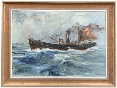 Lot 312 - MAUREEN CHERRY; oil on board, shipping scene, '...