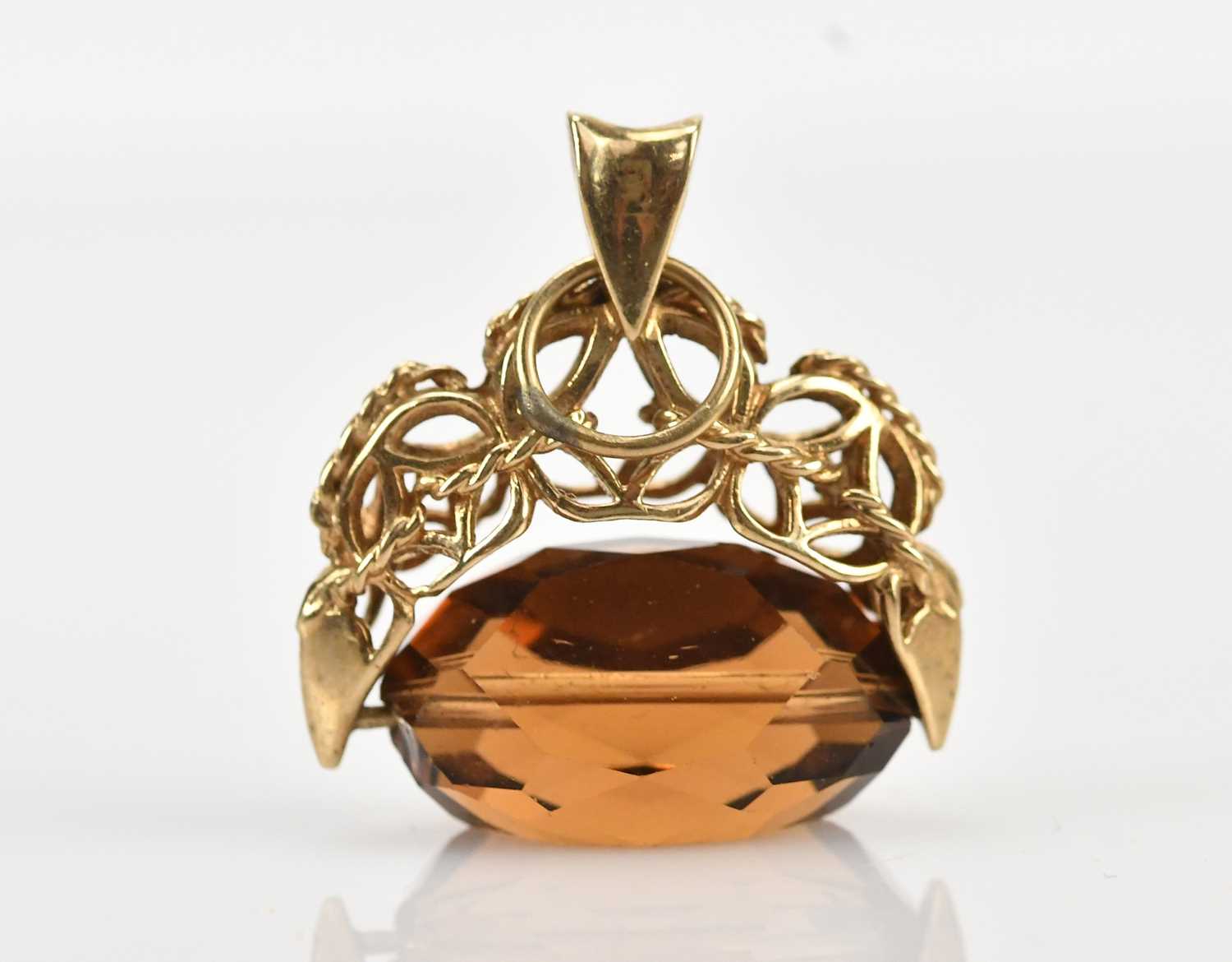 Lot 30 - A 9ct yellow gold swivel fob with faceted...