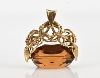 Lot 30 - A 9ct yellow gold swivel fob with faceted...
