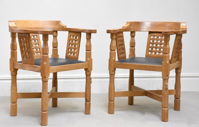 Lot 3 - ROBERT ‘MOUSEMAN’ THOMPSON; a pair of carved...