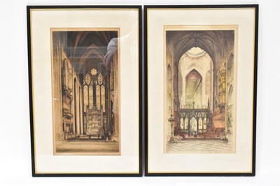 Lot 384 - E SHARLAND; pair of etchings, interior scenes...
