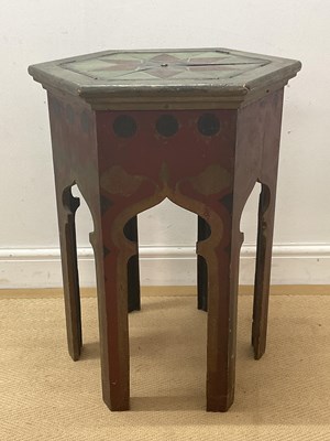 Lot 643 - A Morrocan handpainted hexagonal side table...