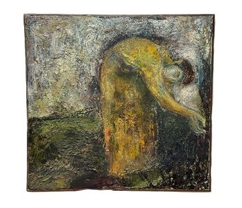 Lot 390 - VIRGINIA HUNT; oil on canvas, abstract,...
