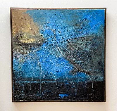 Lot 391 - VIRGINIA HUNT; oil on canvas, abstract, signed...
