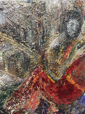 Lot 392 - VIRGINIA HUNT; oil on canvas, abstract...