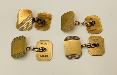 Lot 471 - Two pairs of 9ct gold cufflinks, marked 375, 8....