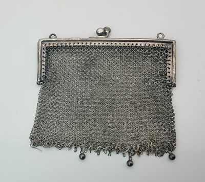 Lot 570 - A modern 925 silver mesh coin purse, 8.5 x 9cm,...