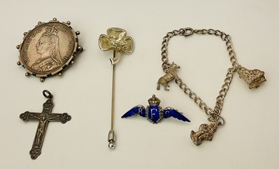Lot 557 - A Victorian 1889 crown, in a white metal...