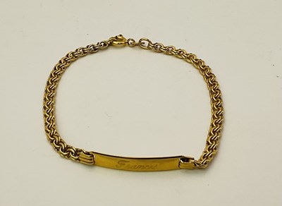 Lot 494 - A 9ct yellow gold identity bracelet, 'Frances',...