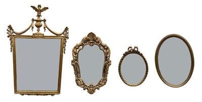 Lot 125 - Four assorted modern gilt framed wall mirrors,...