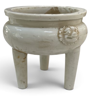 Lot 1030 - A 19th century Chinese blanc-de-chine tripod...