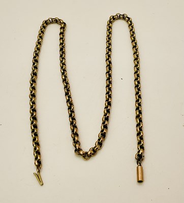 Lot 464 - A yellow metal belcher link necklace, length...