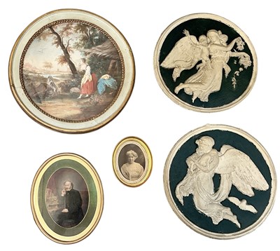 Lot 342 - A pair of early 20th century circular plaster...