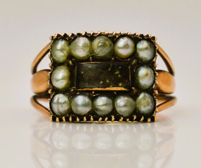 Lot 458 - A early 19th yellow metal seed pearl set...