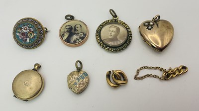 Lot 480 - A yellow metal seed pearl set heart shaped...