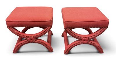 Lot 69 - A pair of modern contemporary red button...